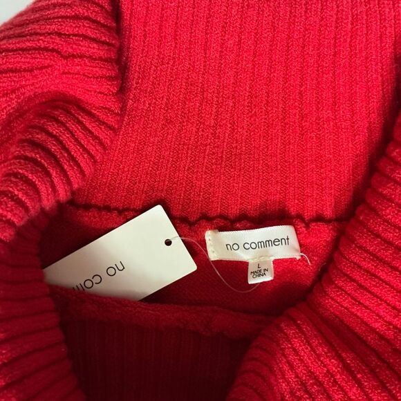 Red Off Shoulder Sweater Large Long Sleeve Ribbed No Comment Knit Top - Picture 4 of 6